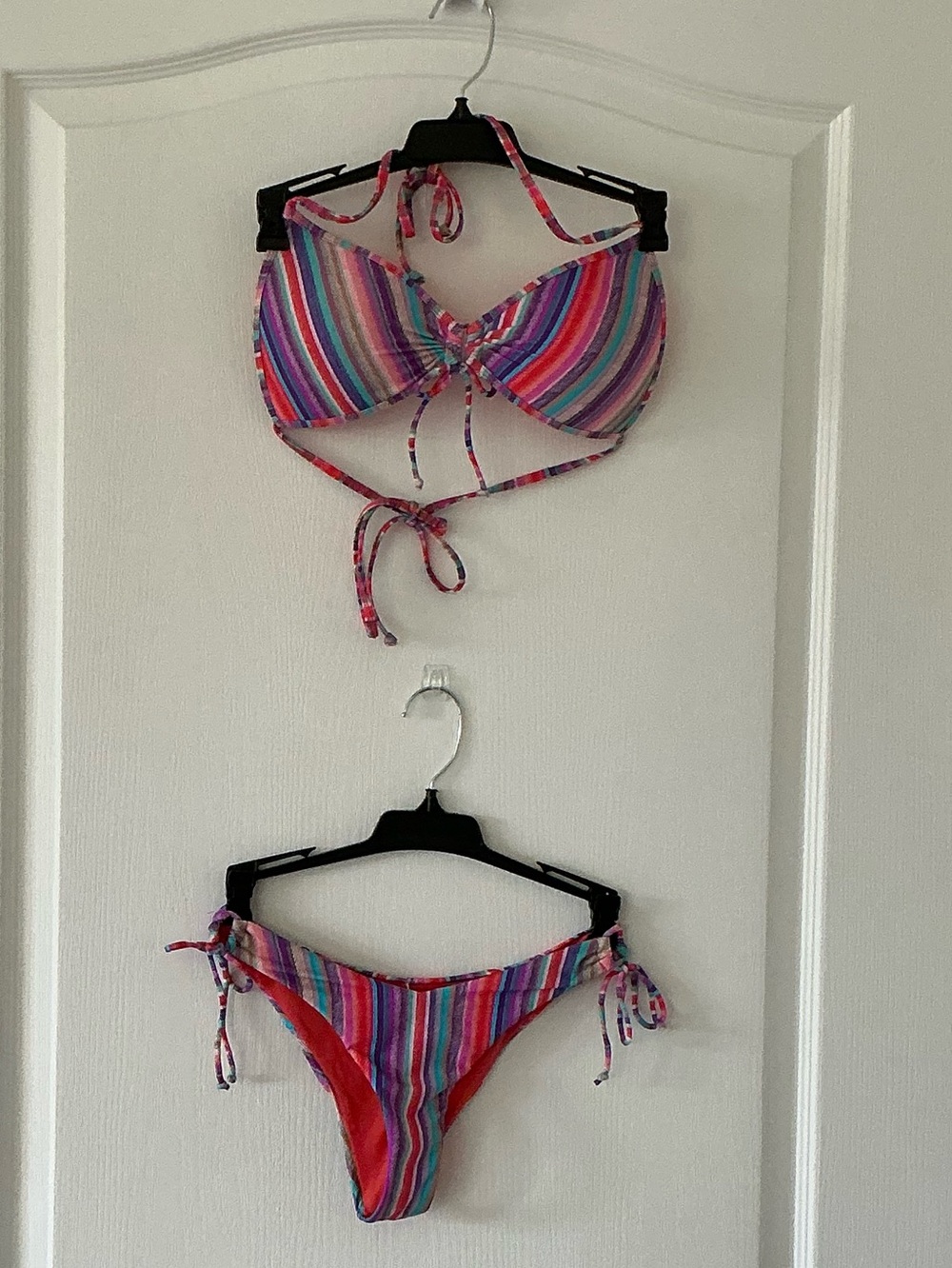 NWOT Eidon Multicolor Stripe Molded Padded Bra Top, "LEAH" Bottom Set